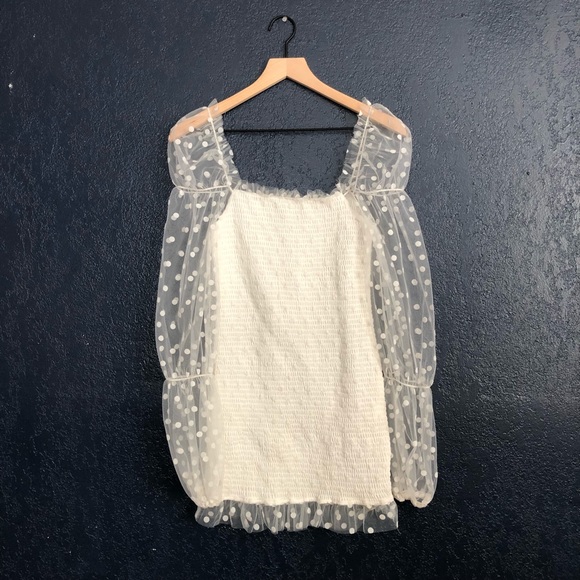 lilyful Dresses & Skirts - lilyful white polka dot sleeve dress